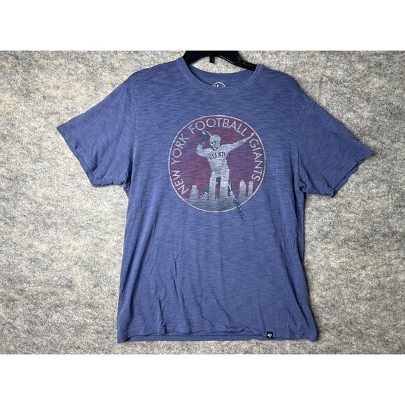 47 New York Giants Shirt Mens Medium Blue‎ Short Sleeve Authentic Soft Cotton - Picture 1 of 9
